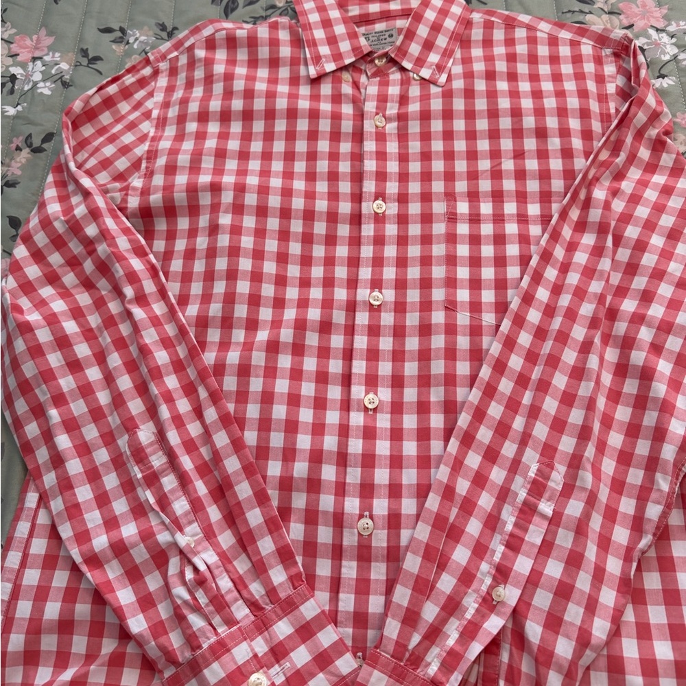 J. Crew Red and White Checkered Men's Shirt
